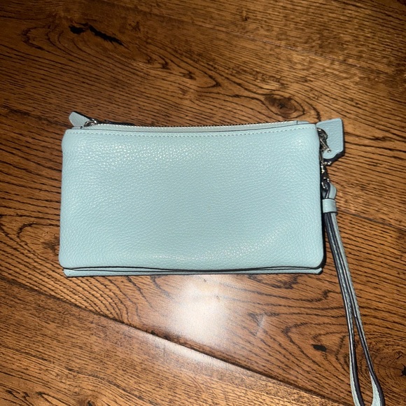 Coach Trifold Leather Wallet SOFT BLUE RARE - Picture 4 of 6